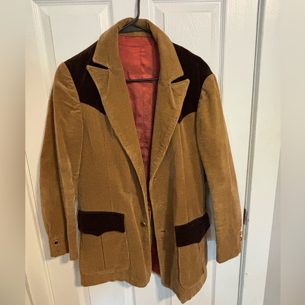 Brown Corduroy Blazer with Darker Brown Accents